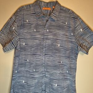 Tori Richard Navy Wave Pattern Men's Shirt